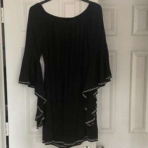 Black Flowy Dress with Bell Sleeves
